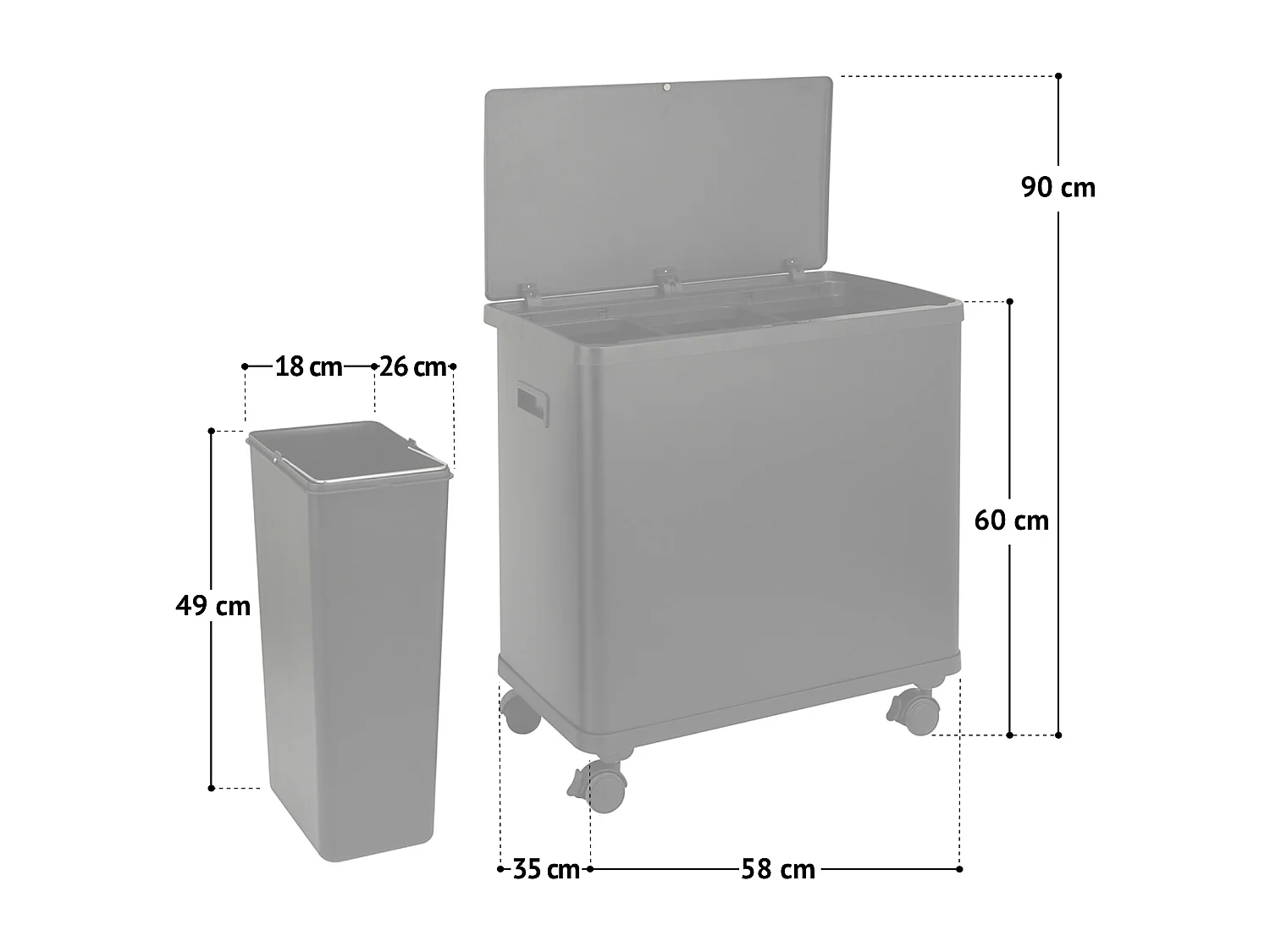 SENSORMÜLLEIMER SR3X18 54L Weiß