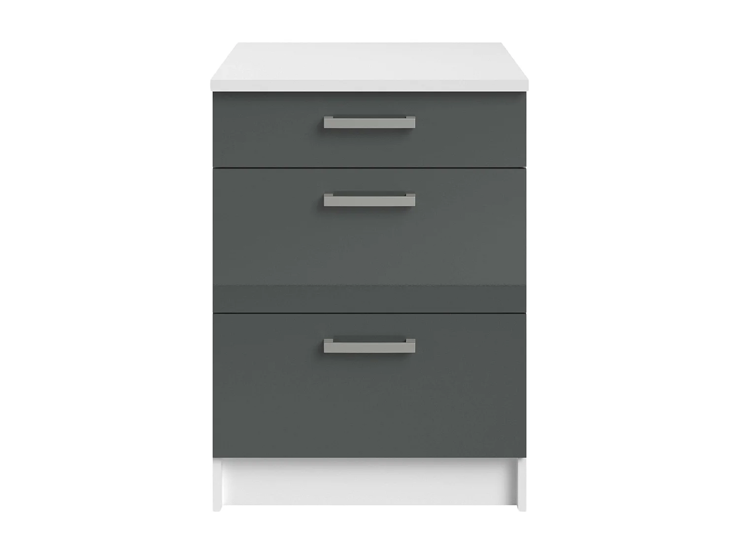 Módulo bajo cocina Vetro 3 cajones 84x60x60 cm con encimera blanca