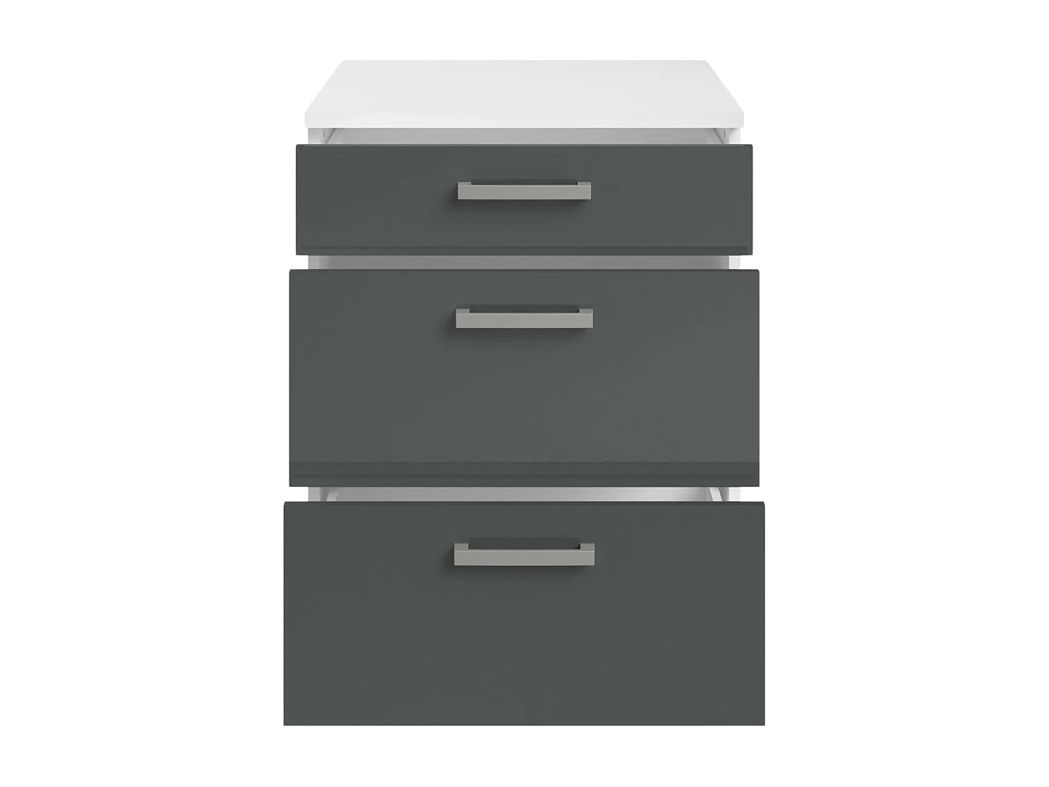 Módulo bajo cocina Vetro 3 cajones 84x60x60 cm con encimera blanca