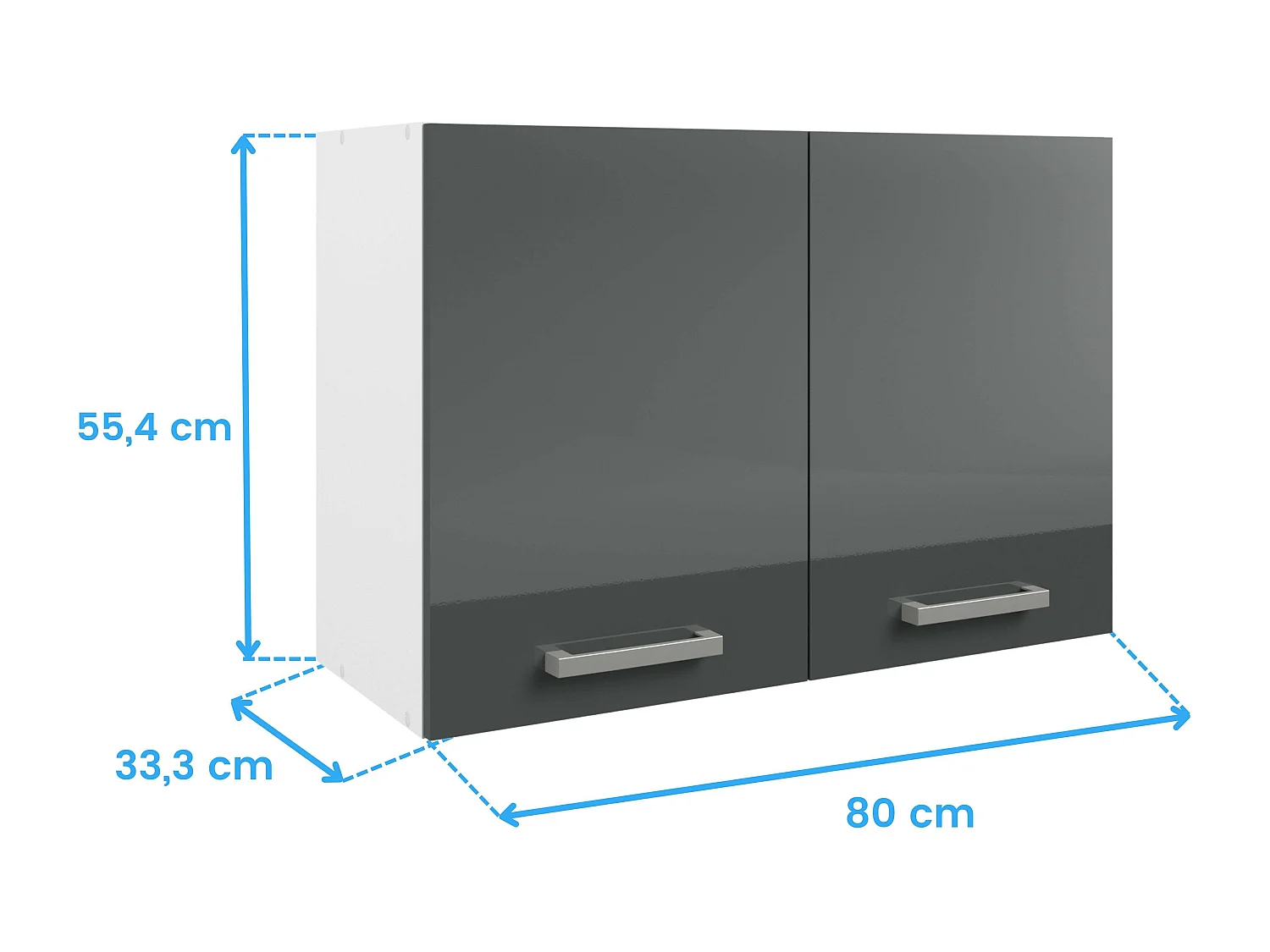 Módulo alto de cocina Vetro 2 puertas y 1 estante blanco y gris brillante
