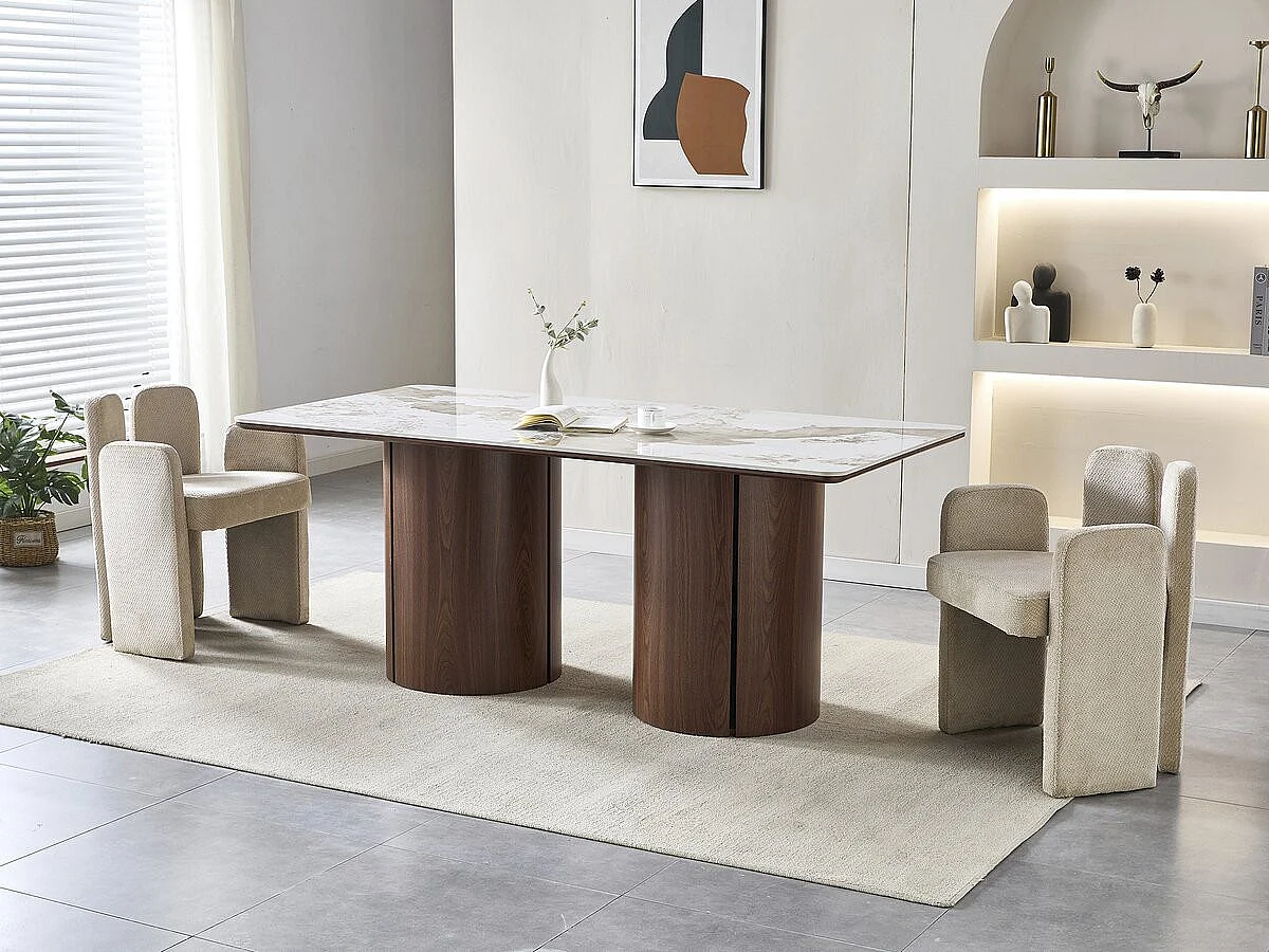 Table à manger rectangulaire en céramique pendora "Milano" - 6 places - Marron