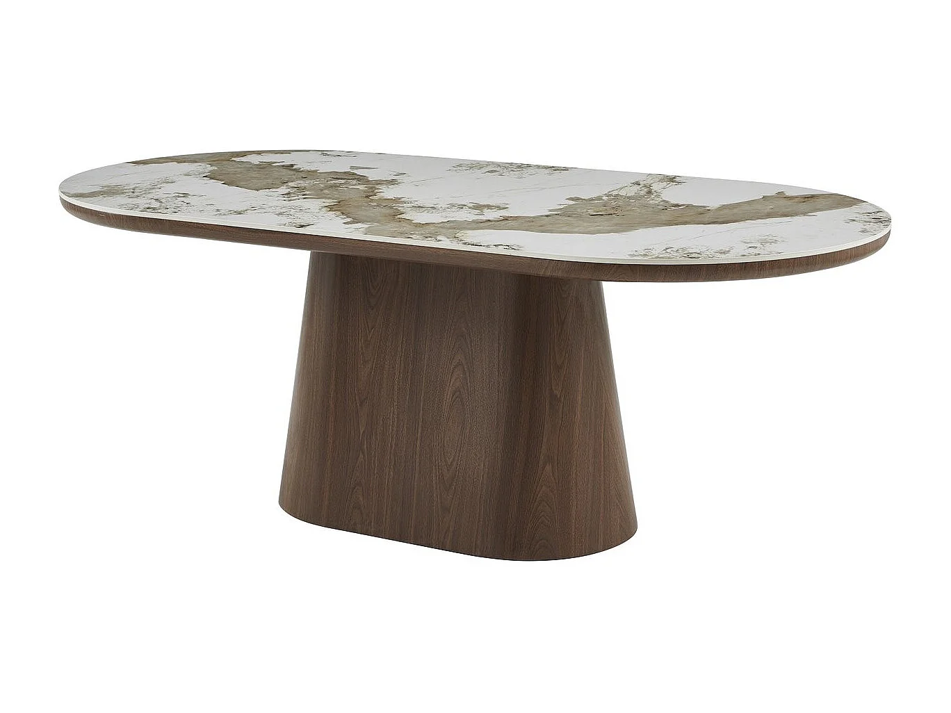 Table à manger ovale en céramique pandora "Bellagio" - 8 places - Beige