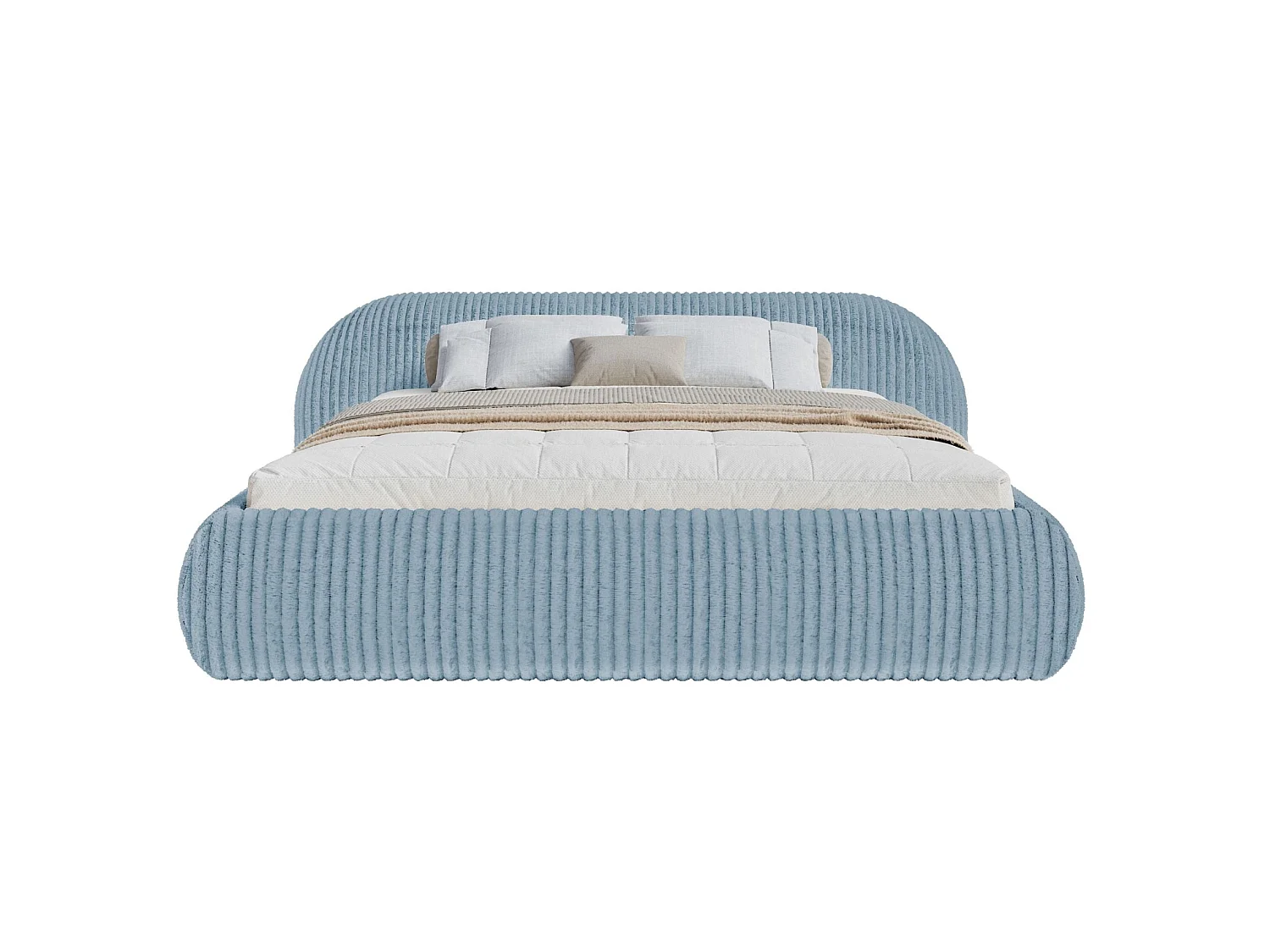 Lit rembourré 160x200 – en velours côtelé – bleu – SHELS LOW