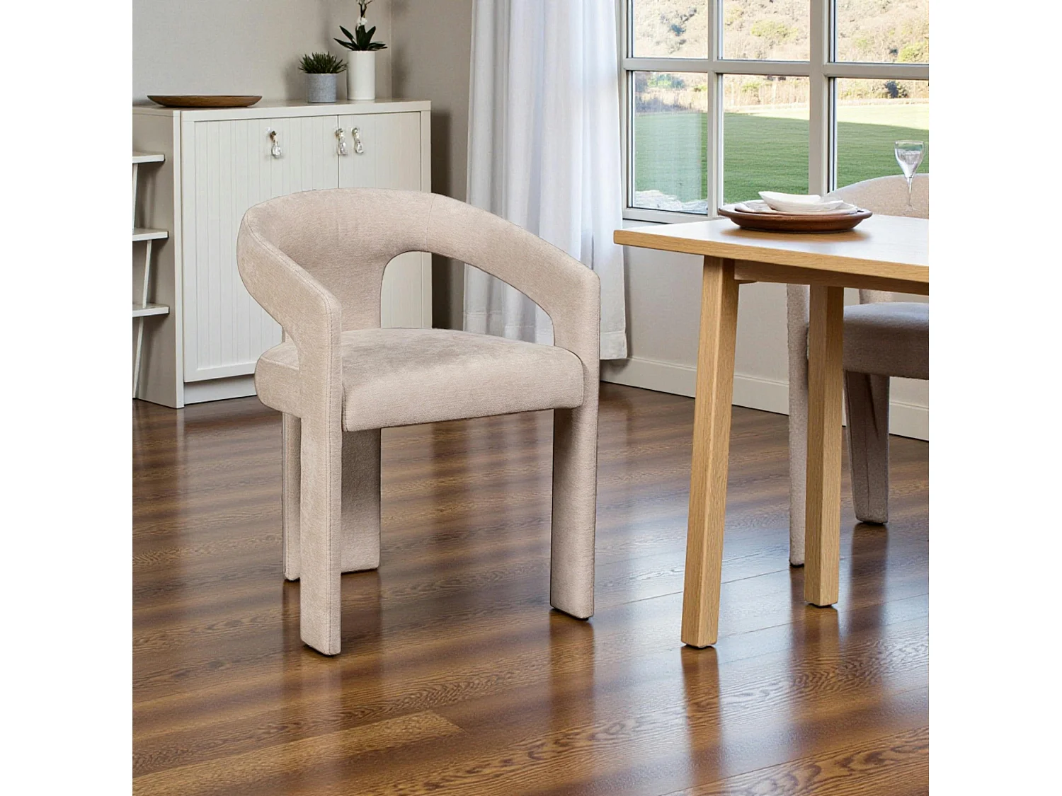 Fauteuil de table beige à 3 pieds (lot de 2) IDAHO