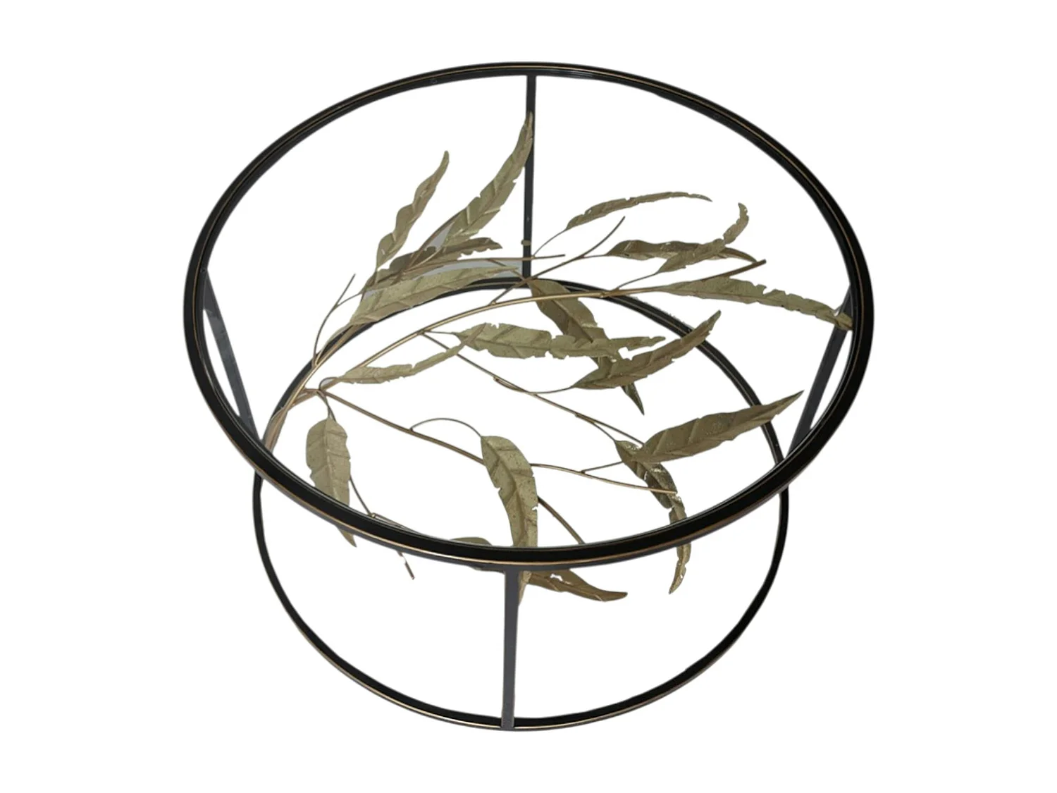 Table basse ronde feuillage doré HIMALAYA