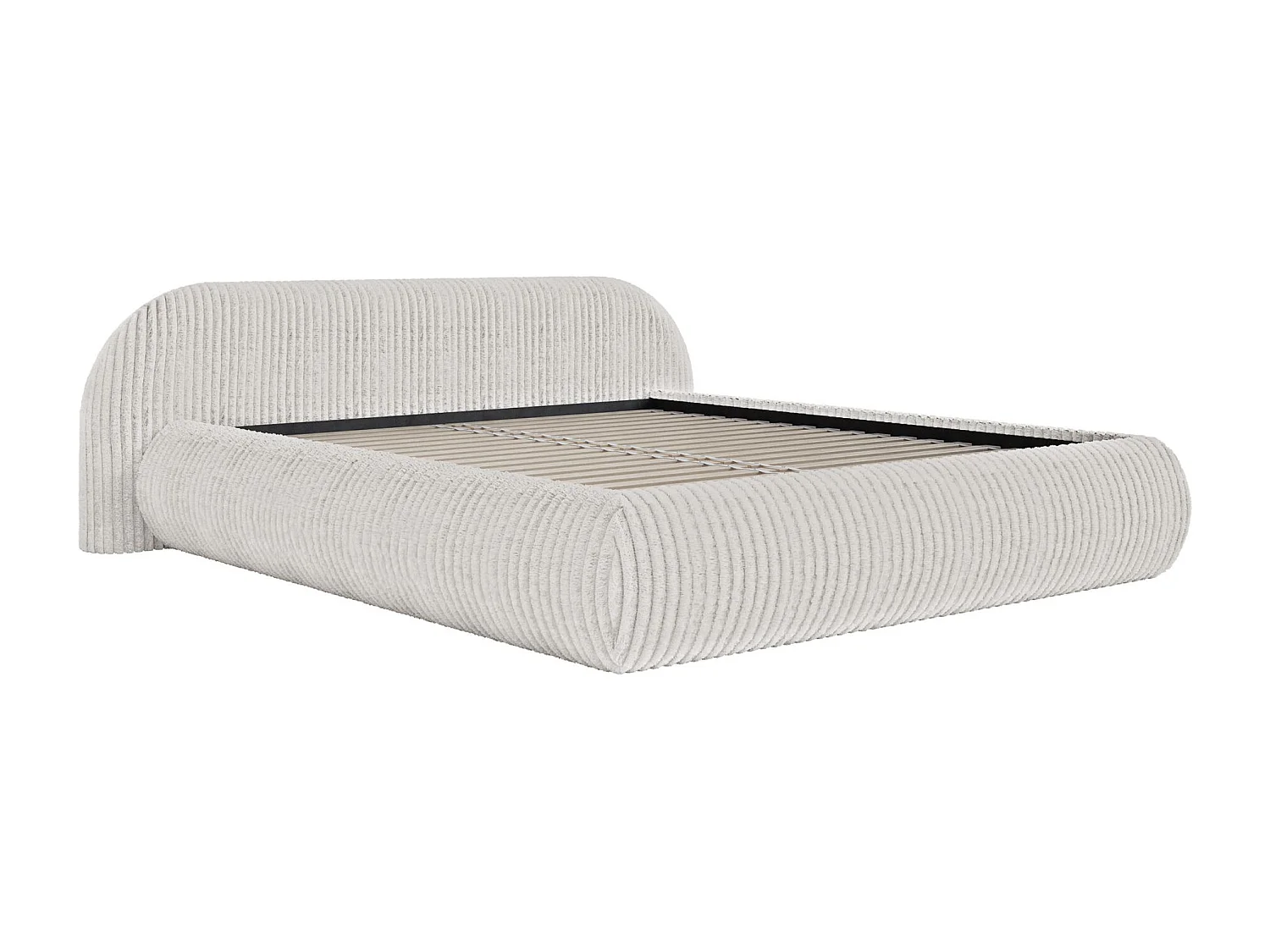 Polsterbett 160x200 – Breitcord – Hellgrau – SHELS LOW