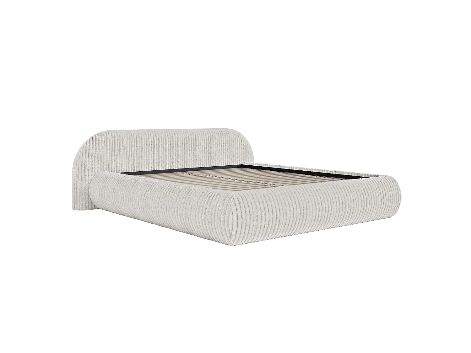 Lit rembourré 160x200 – en velours côtelé – gris clair – SHELS LOW
