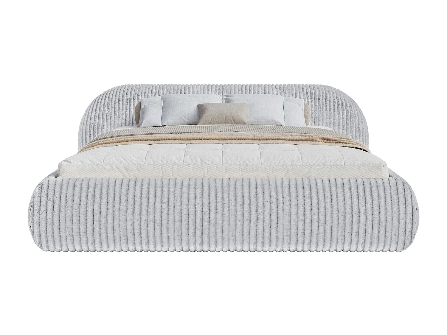 Lit rembourré 160x200 – en velours côtelé – gris – SHELS LOW