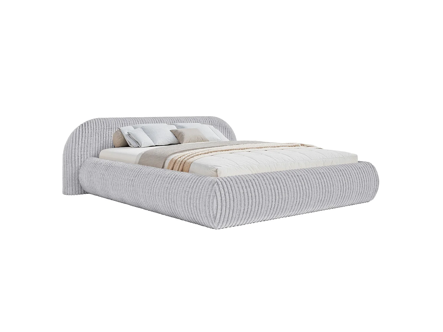 Lit rembourré 160x200 – en velours côtelé – gris – SHELS LOW