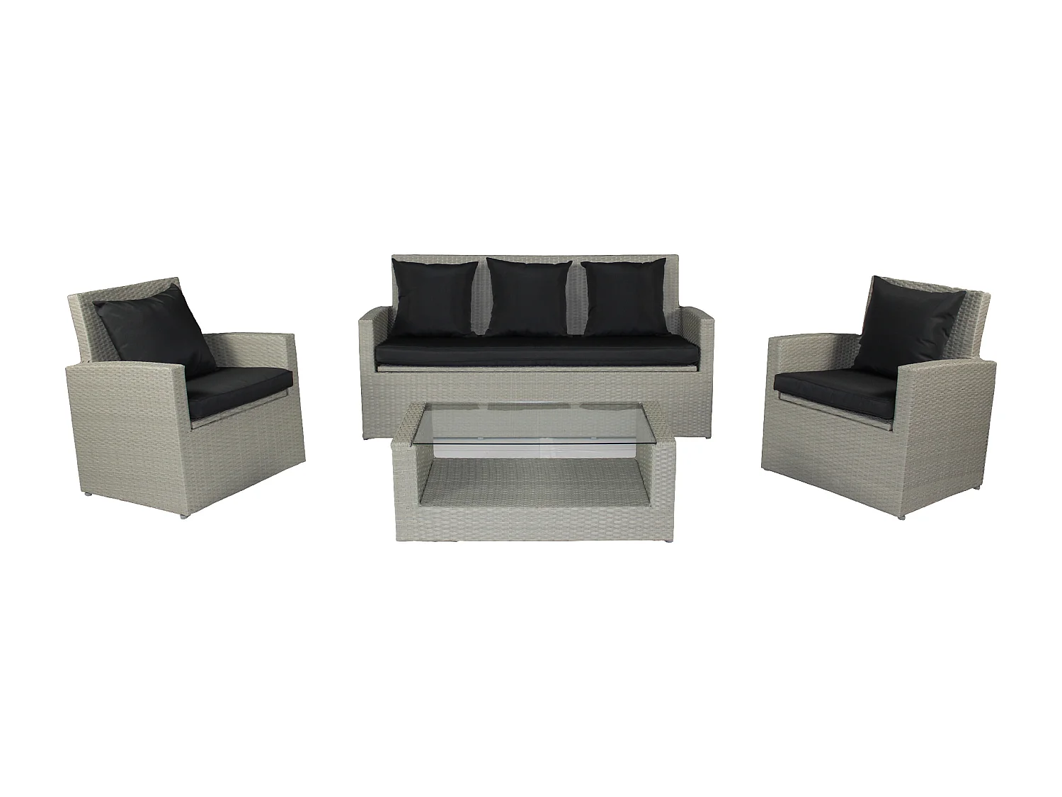 Salon de jardin 5 places en résine tresséee