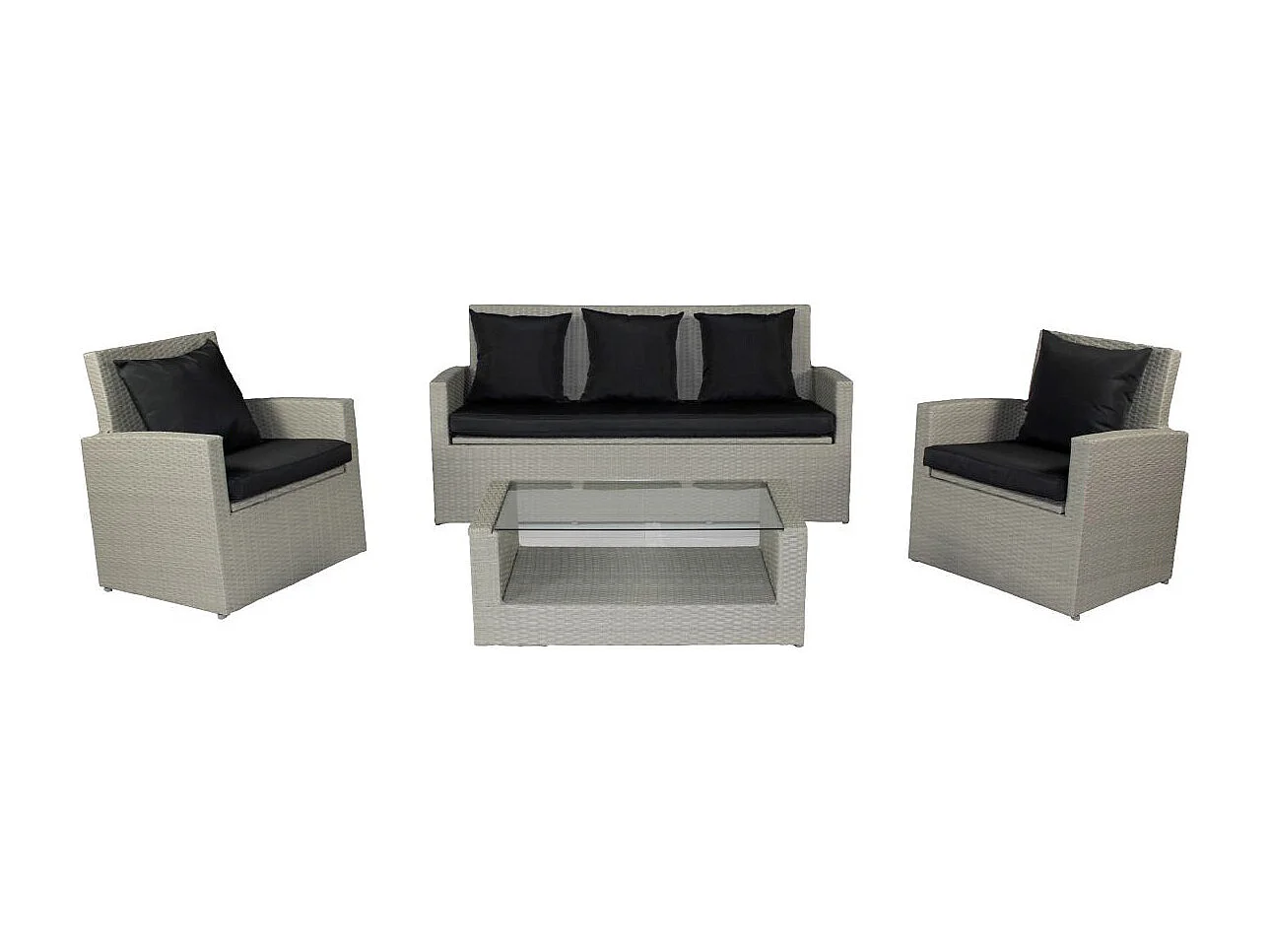 Salon de Jardin 5 Places en Résine Tressée "Porto-Vecchio" 160cm Gris