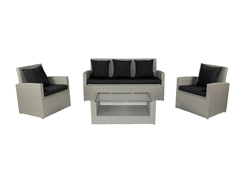 Salon de jardin 5 places en résine tresséee