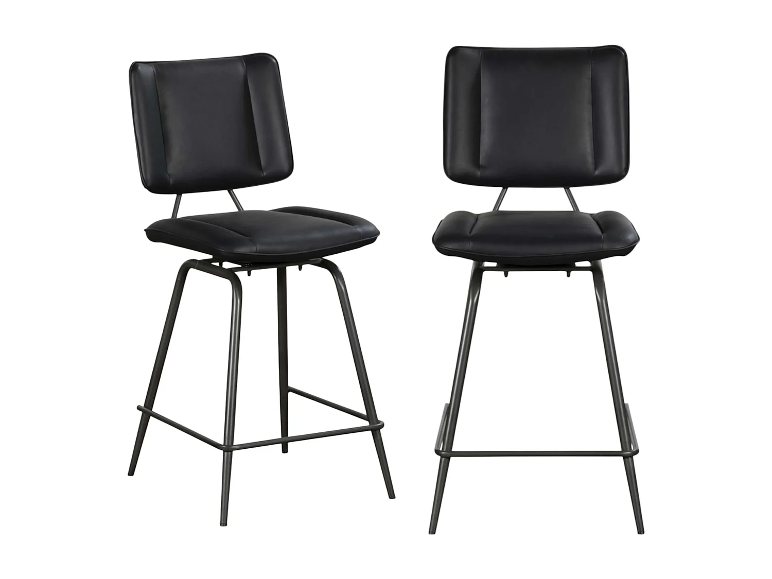Chaise de bar noire à pieds métal, décor bouton (lot de 2) OKA