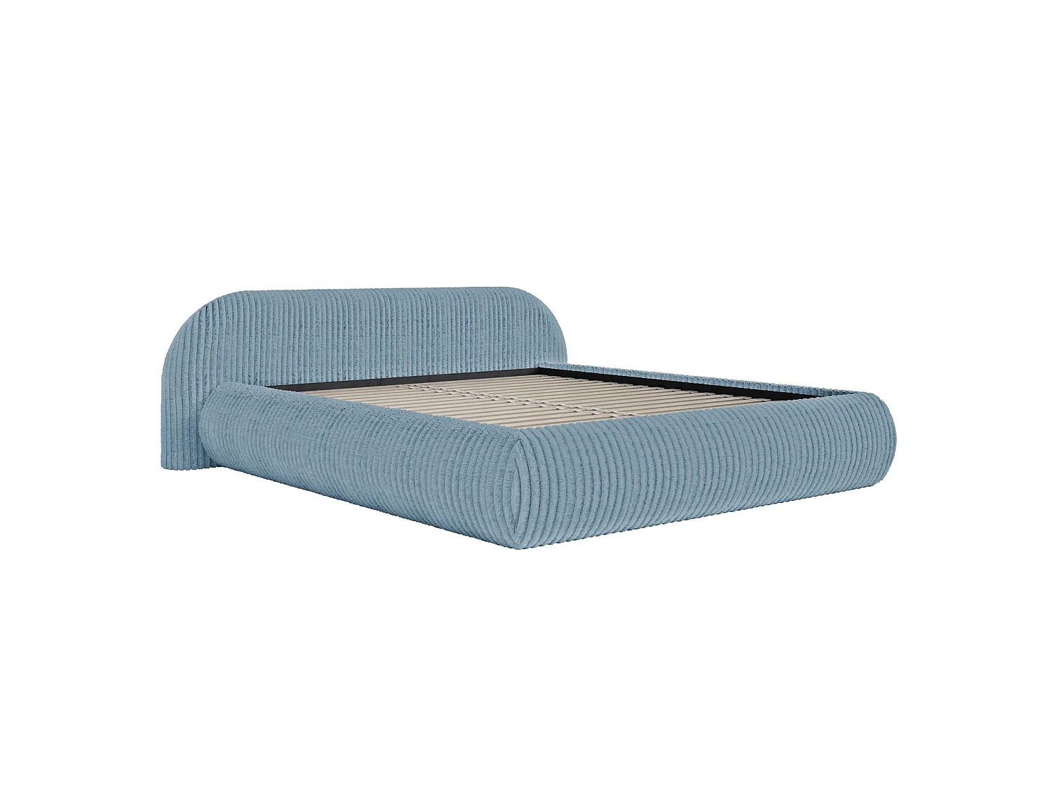 Lit rembourré 180x200 – en velours côtelé – bleu – SHELS LOW