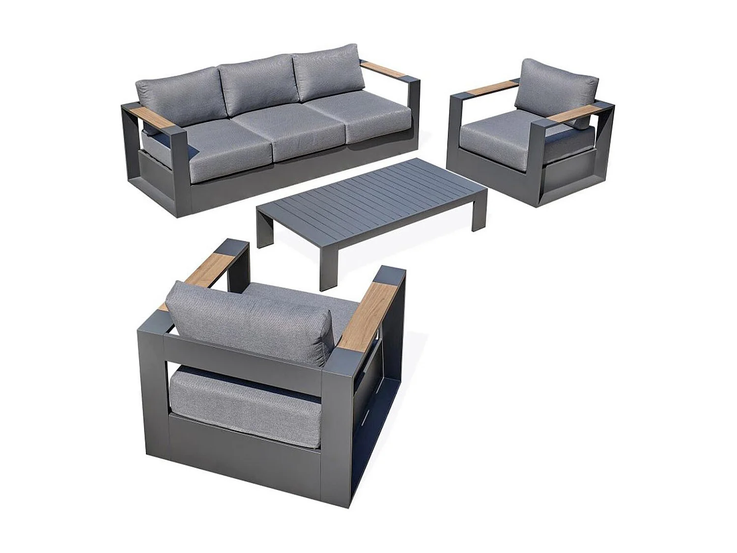 Salon de Jardin 5 Places "Mandelieu" 225cm Gris Anthracite