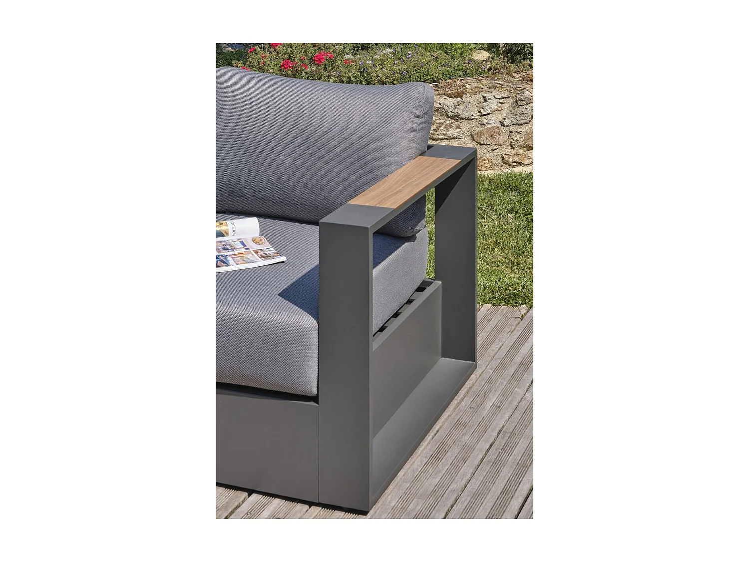 Salon de Jardin 5 Places "Mandelieu" 225cm Gris Anthracite