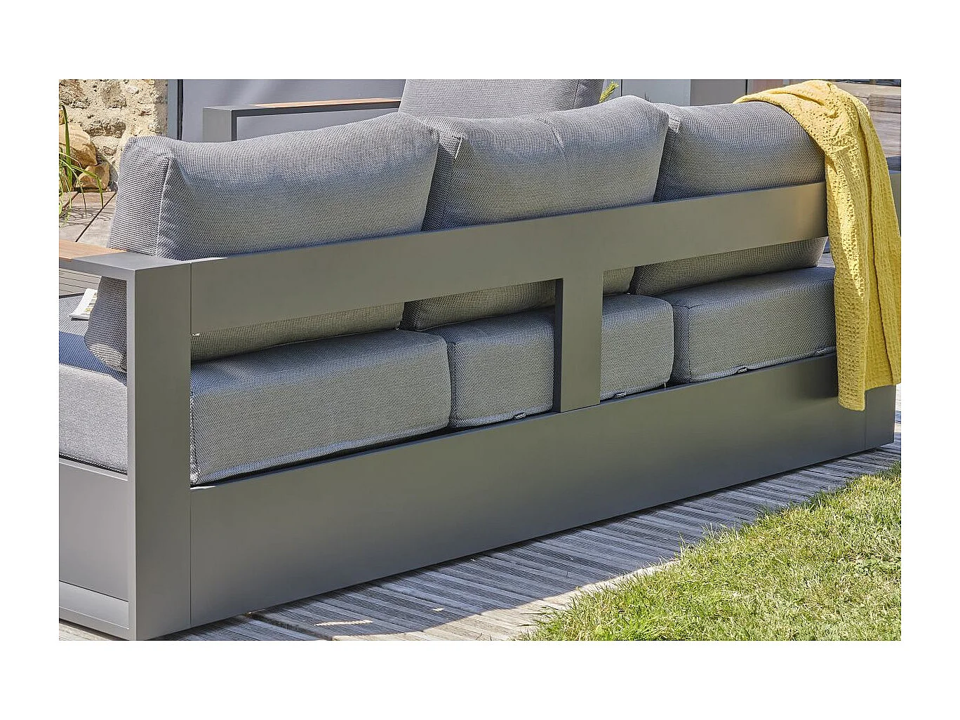 Salon de Jardin 5 Places "Mandelieu" 225cm Gris Anthracite