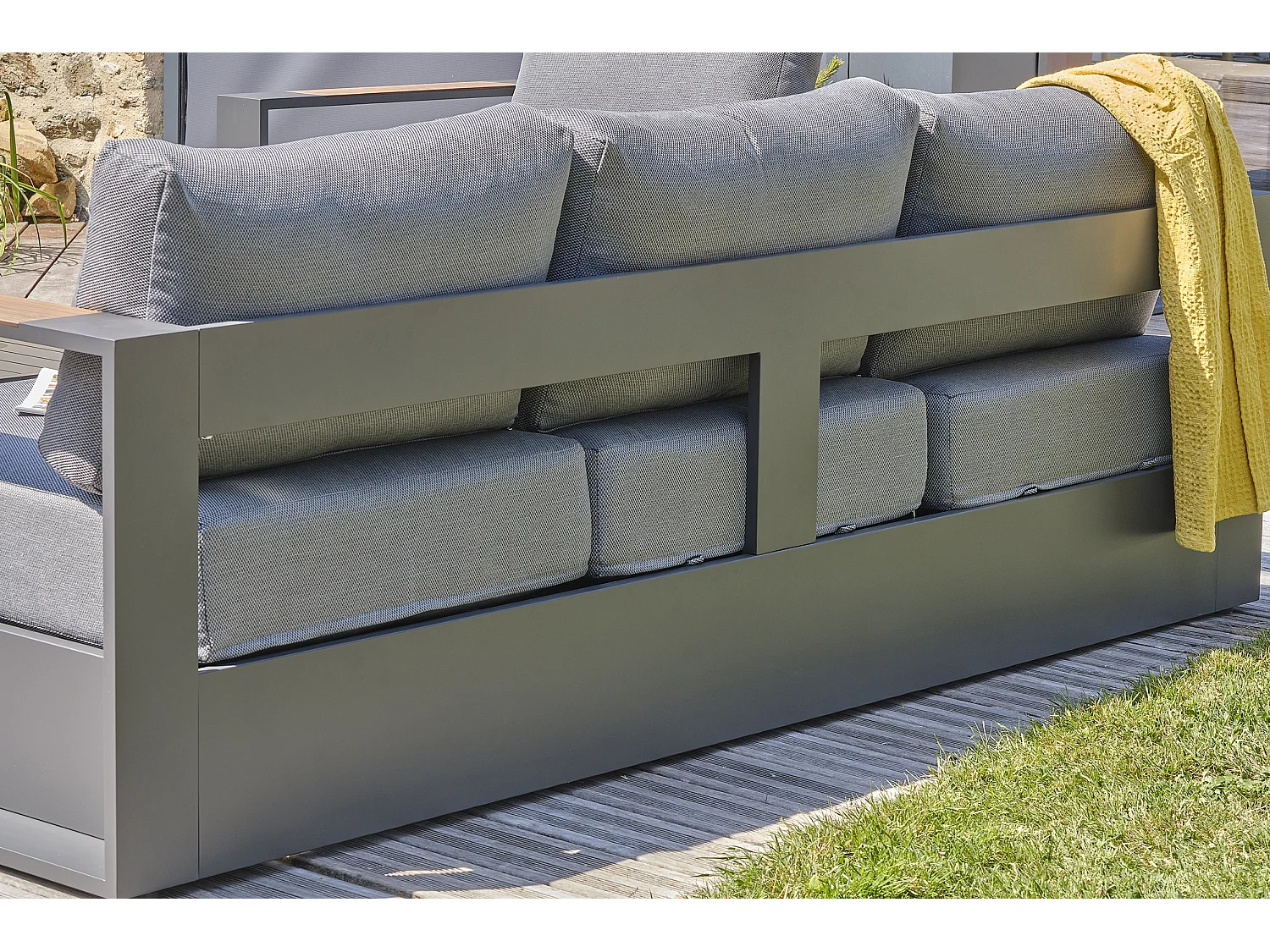Salon de Jardin 5 Places "Mandelieu" 225cm Gris Anthracite