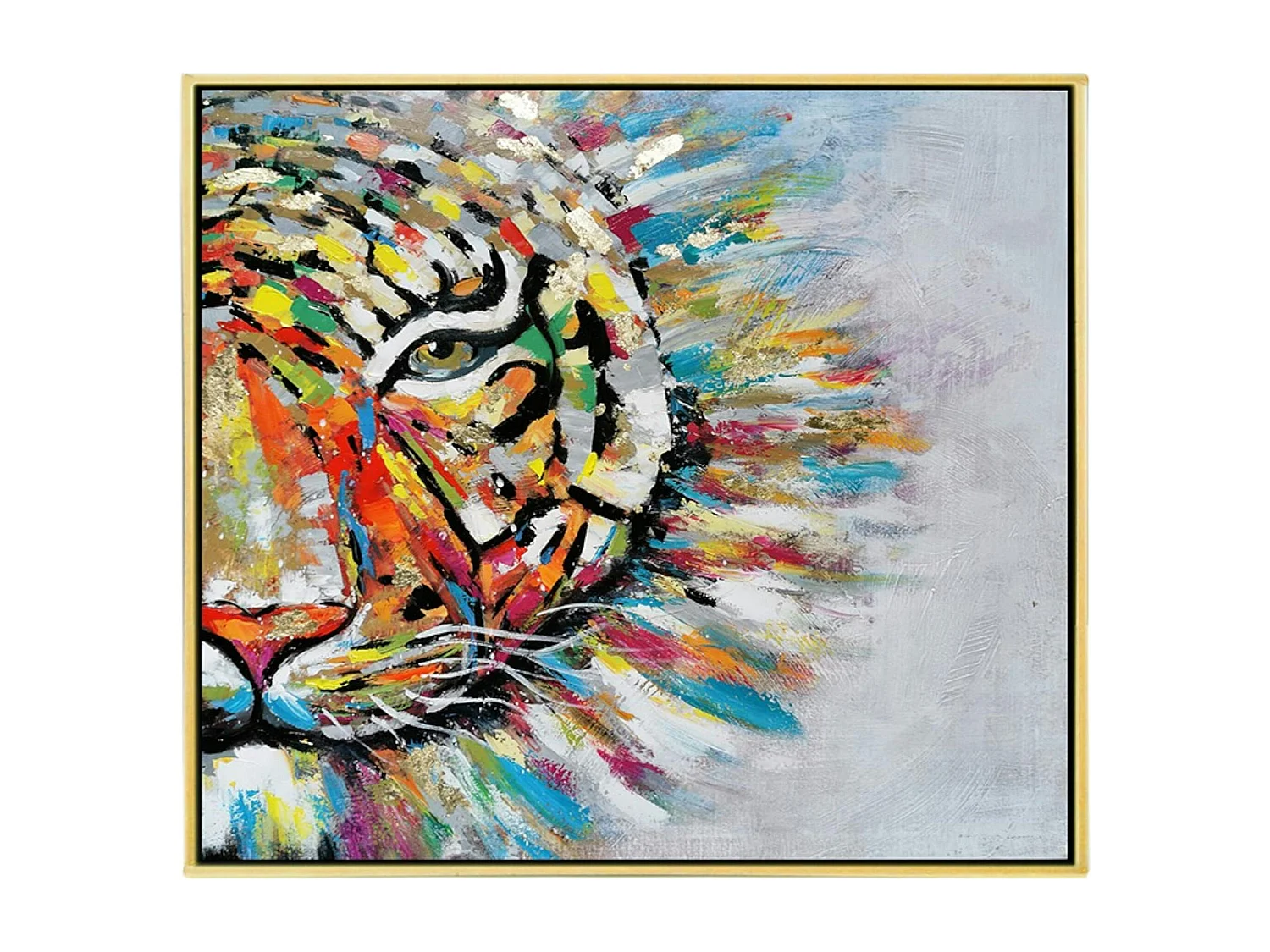 Tableau de tigre coloré cadre doré