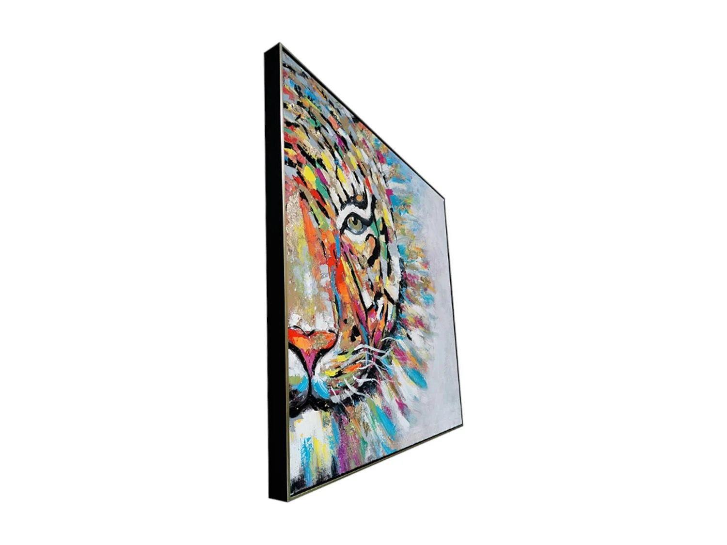 Tableau de tigre coloré cadre doré