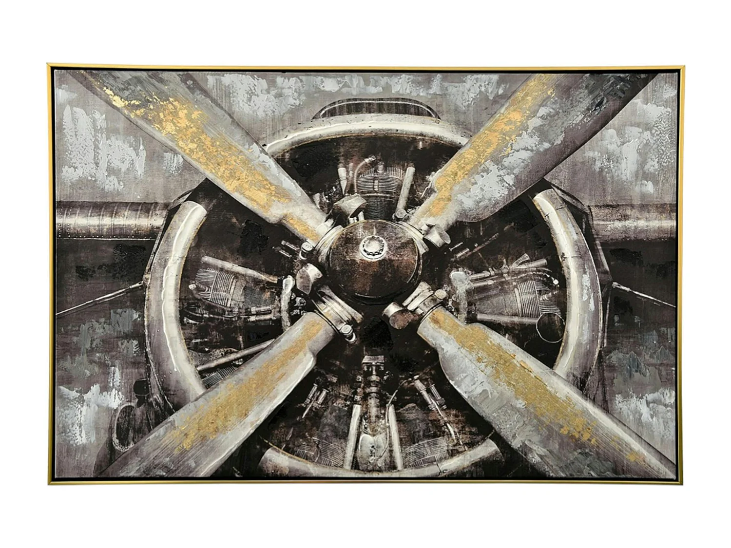 Tableau vintage réacteur d'avion cadre doré