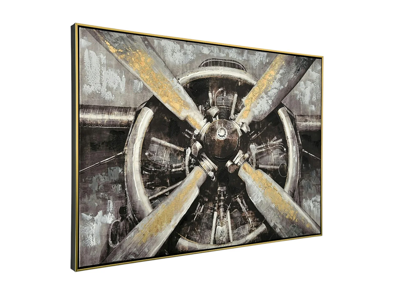 Tableau vintage réacteur d'avion cadre doré