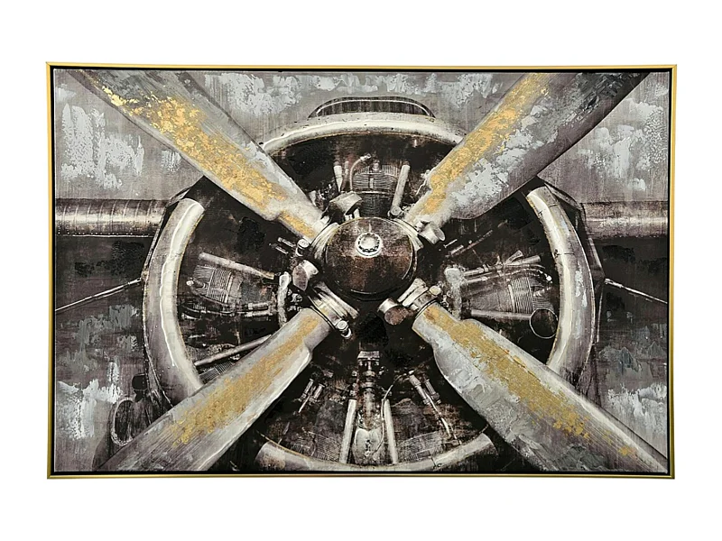 Tableau vintage réacteur d'avion cadre doré