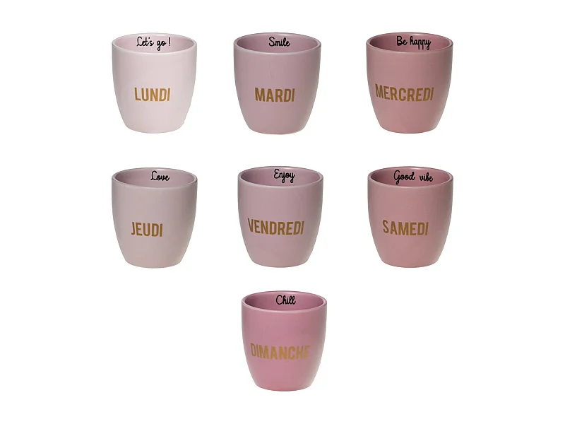 Coffret de 7 tasses Week 6,8 cm