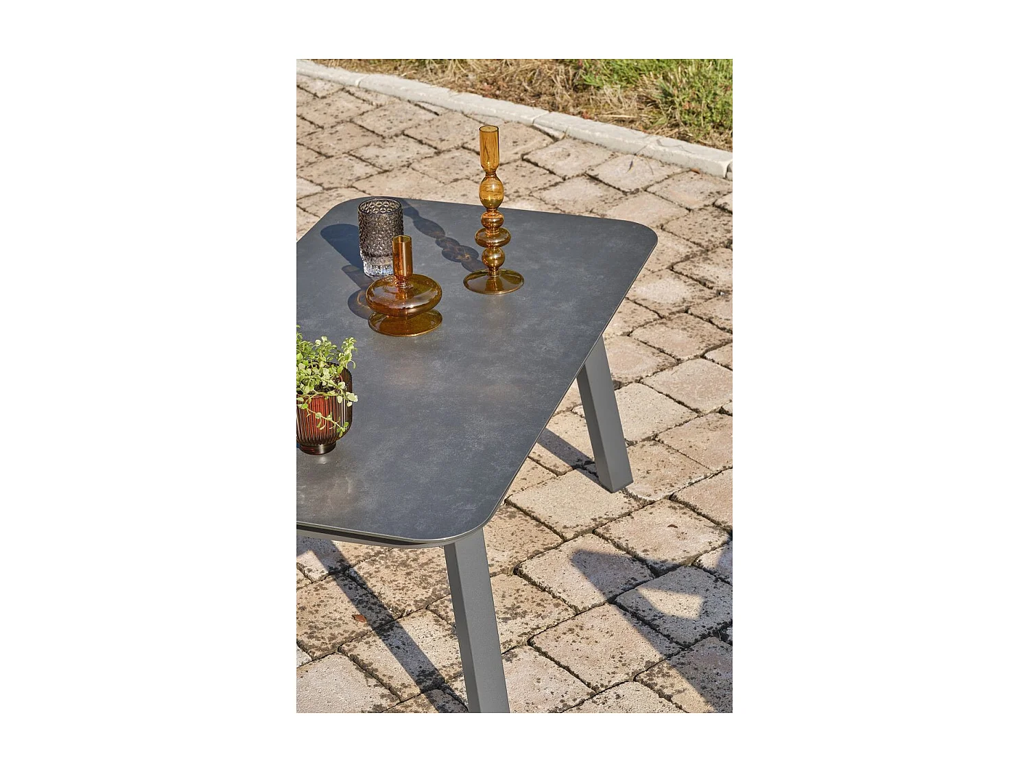 Salon de Jardin 4 Places "Lisbonne" 132cm Gris Anthracite