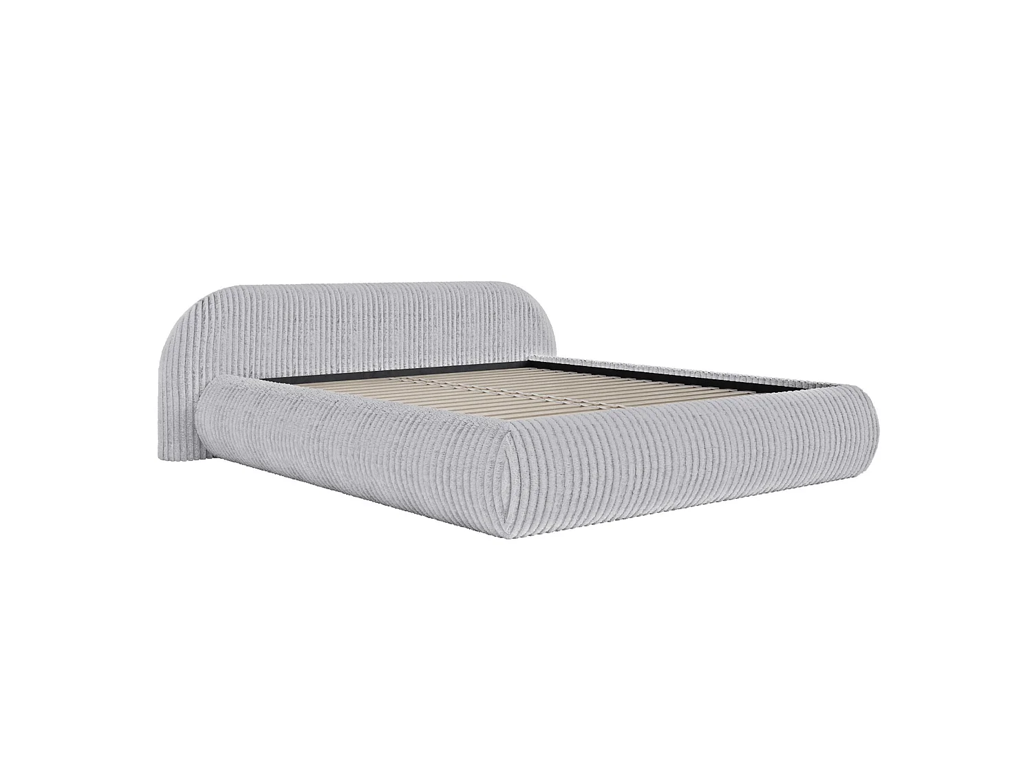 Lit rembourré 180x200 – en velours côtelé – gris – SHELS LOW