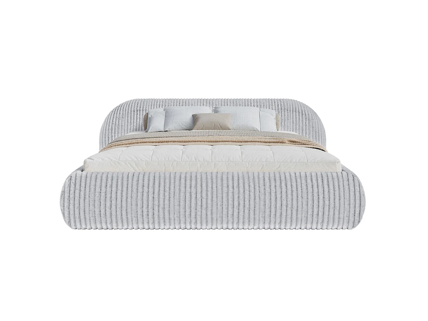 Lit rembourré 180x200 – en velours côtelé – gris – SHELS LOW