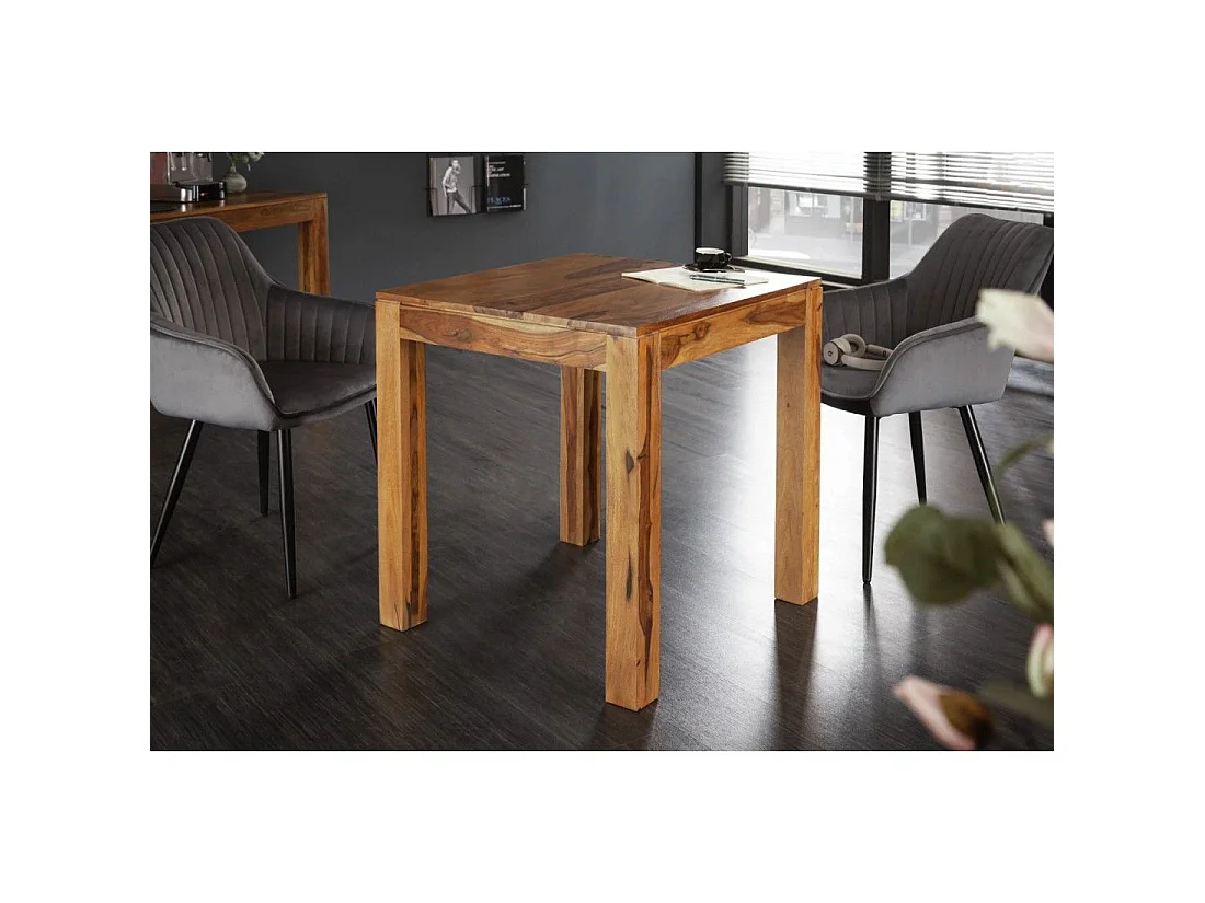 Eettafel TAVINA 70 cm – Vierkant in gelakt massief Sheesham hout
