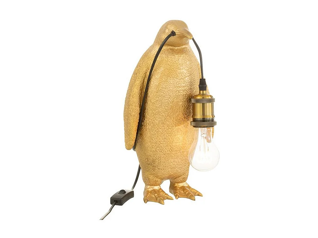 Lampe à Poser en Résine "Pingouin" 35cm Or