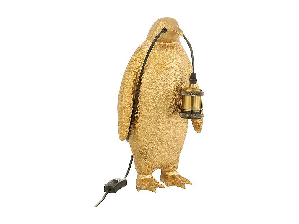 Lampe à Poser en Résine "Pingouin" 35cm Or