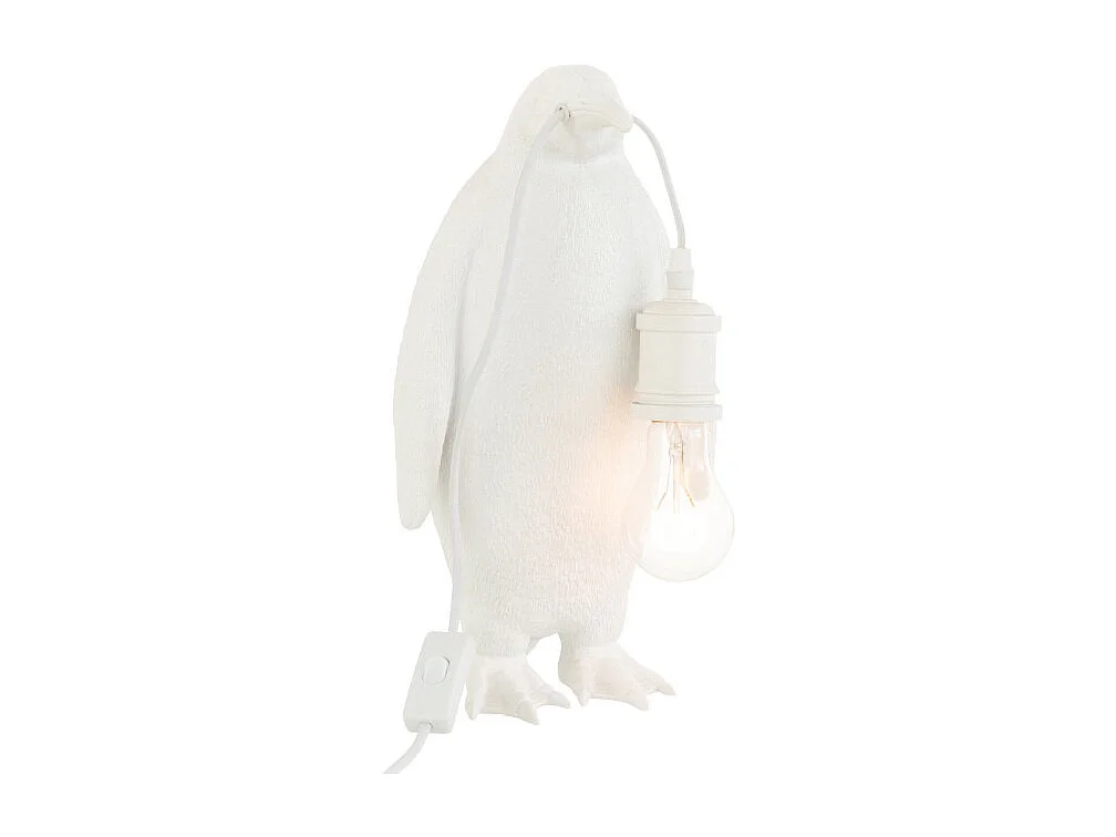 Lampe à Poser en Résine "Pingouin" 35cm Blanc
