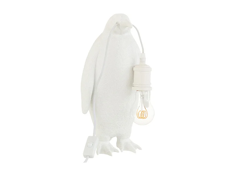 Lampe à Poser en Résine "Pingouin" 35cm Blanc
