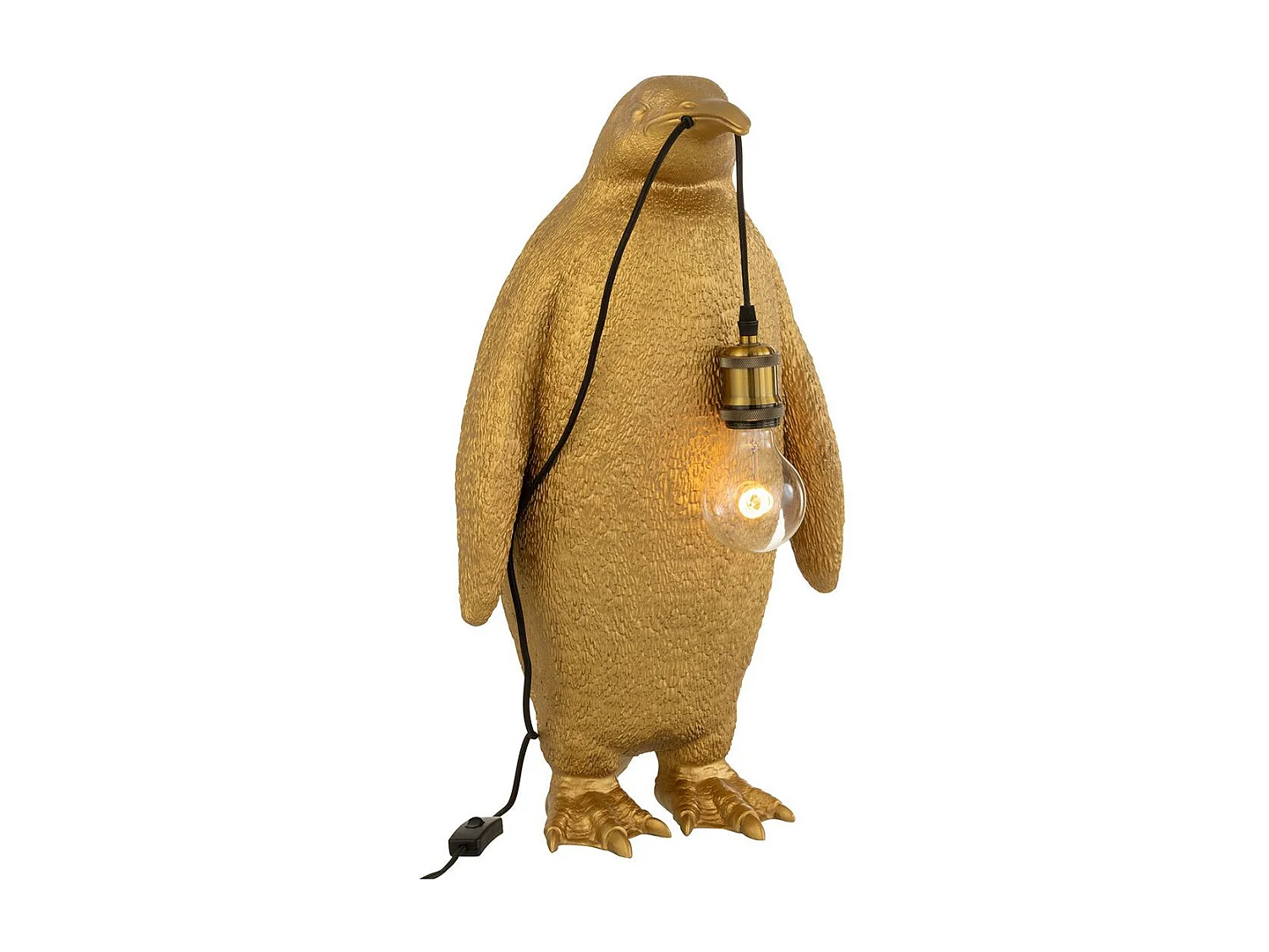 Lampe à Poser en Résine "Pingouin" 59cm Or