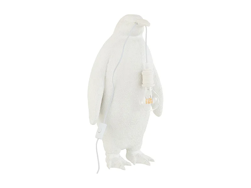 Lampe à Poser en Résine "Pingouin" 59cm Blanc