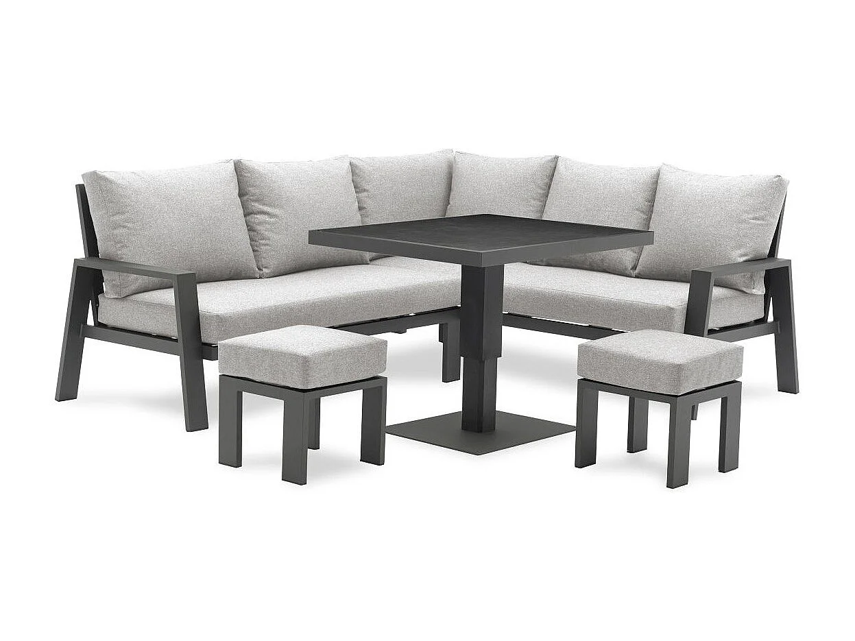 Ensemble Repas de jardin 7 Places "Ibiza" 195cm Gris Anthracite
