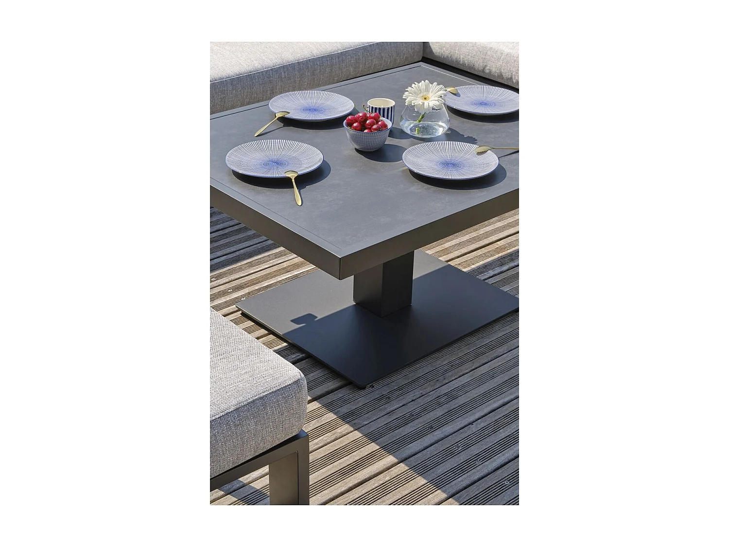 Ensemble Repas de jardin 7 Places "Ibiza" 195cm Gris Anthracite