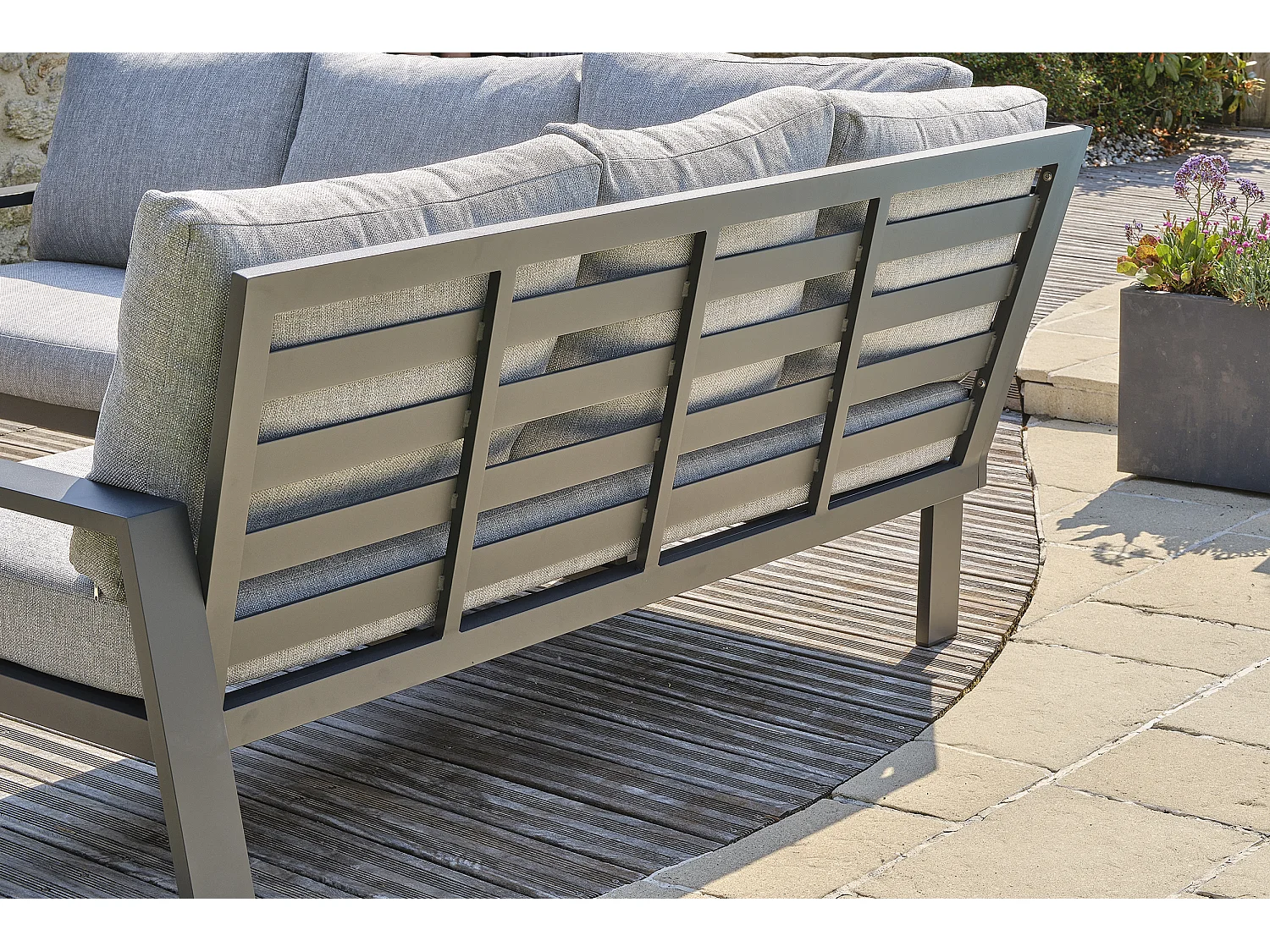 7-Sitzer-Garten-Essgruppe aus Aluminium mit Keramikplatte auf Glas