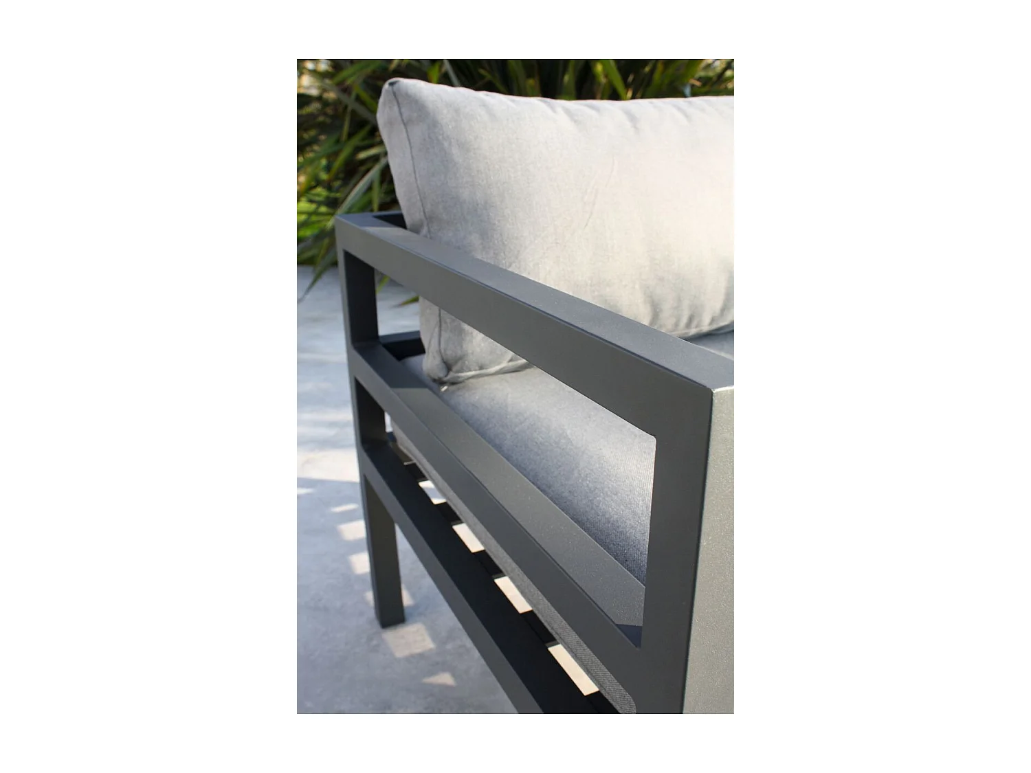 Salon de Jardin d'Angle 6 Places "Beaubourg" 145cm Gris Anthracite