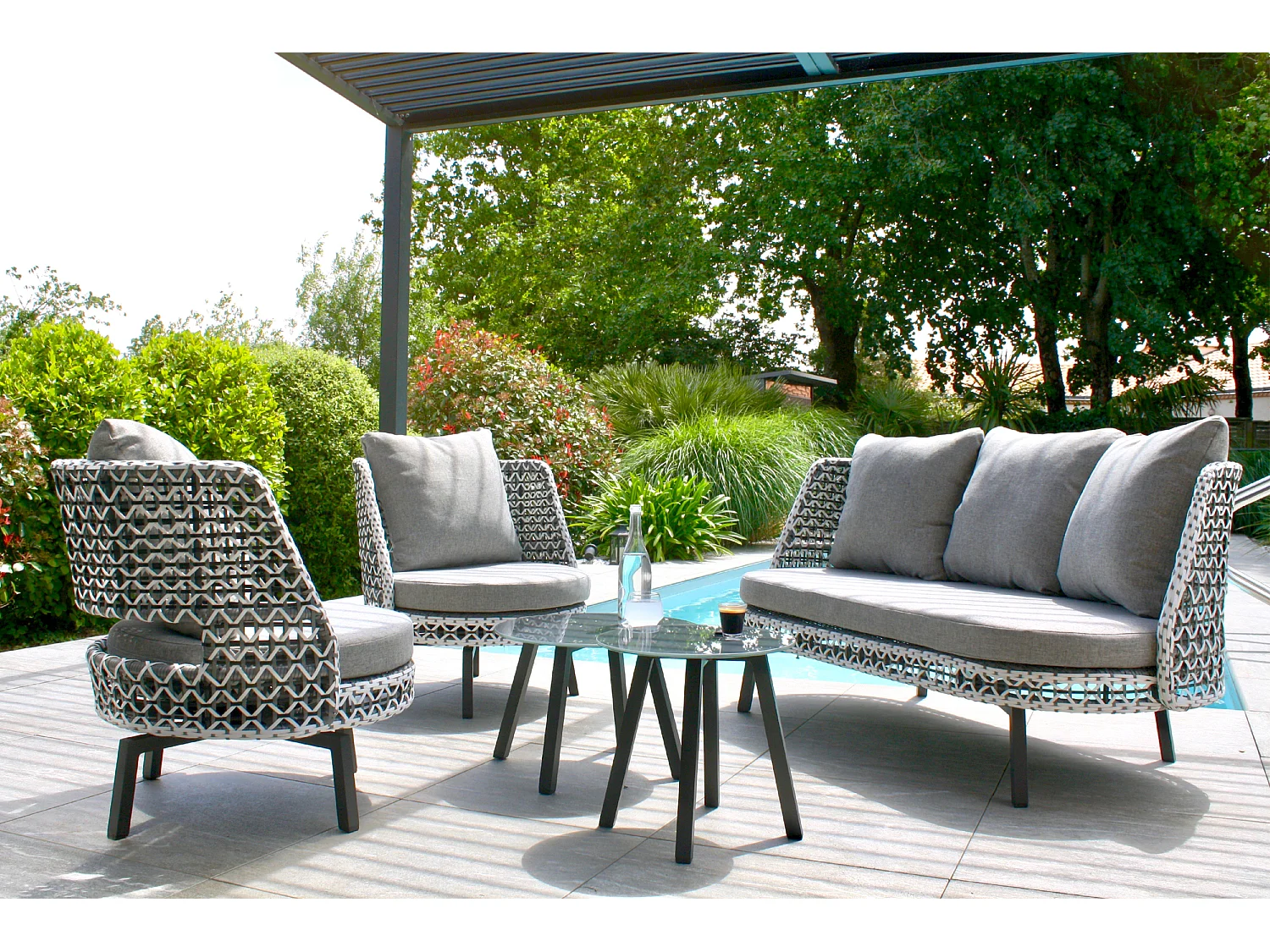 Salotto da giardino 4 posti in alluminio