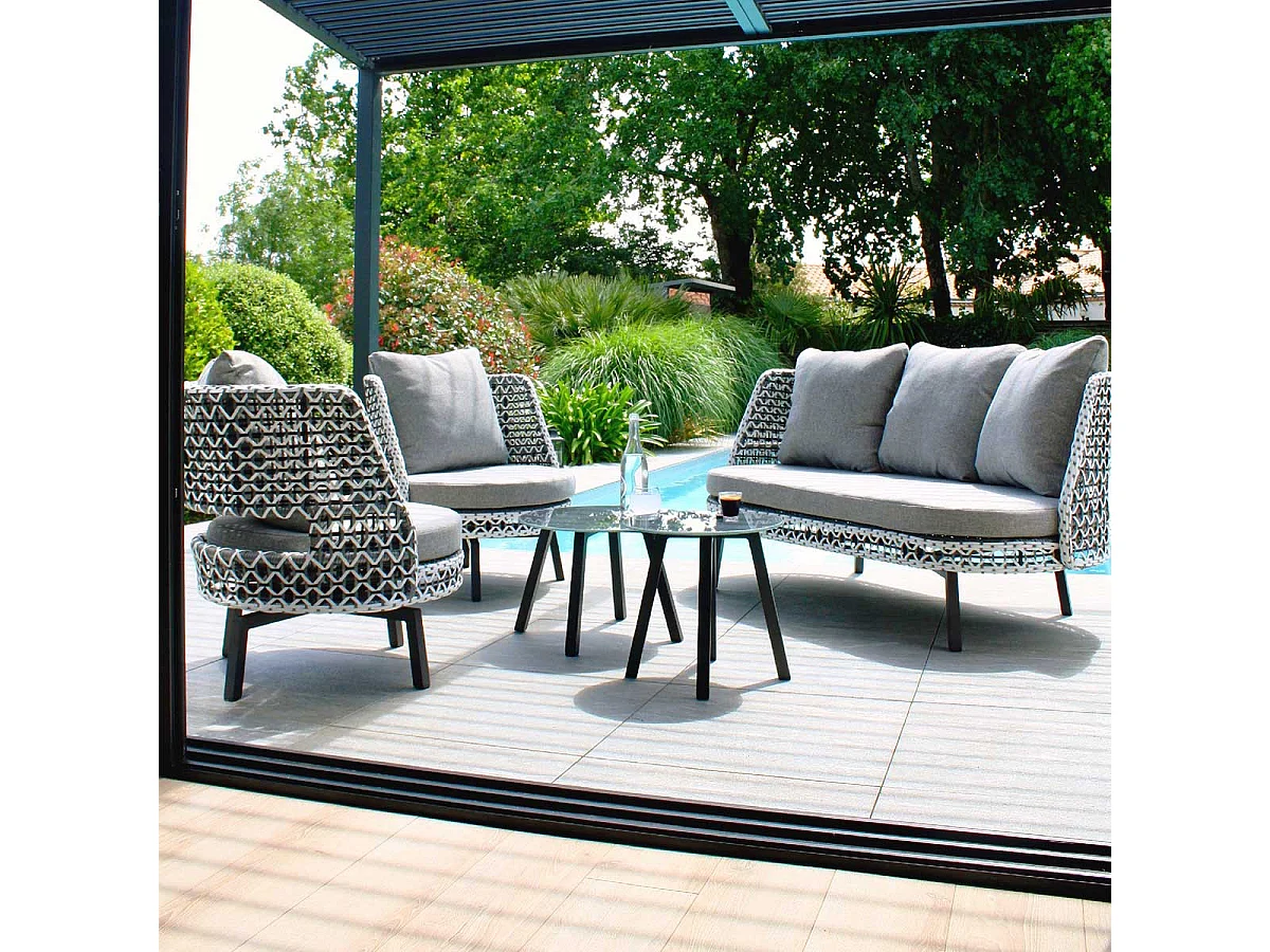 Salotto da giardino 4 posti in alluminio
