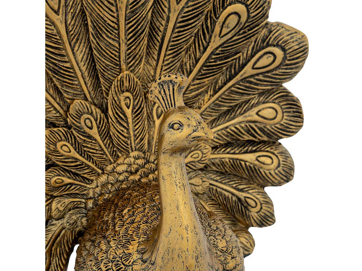 Statuette Oiseau Paon en Résine "Wild Romance" 27cm Doré