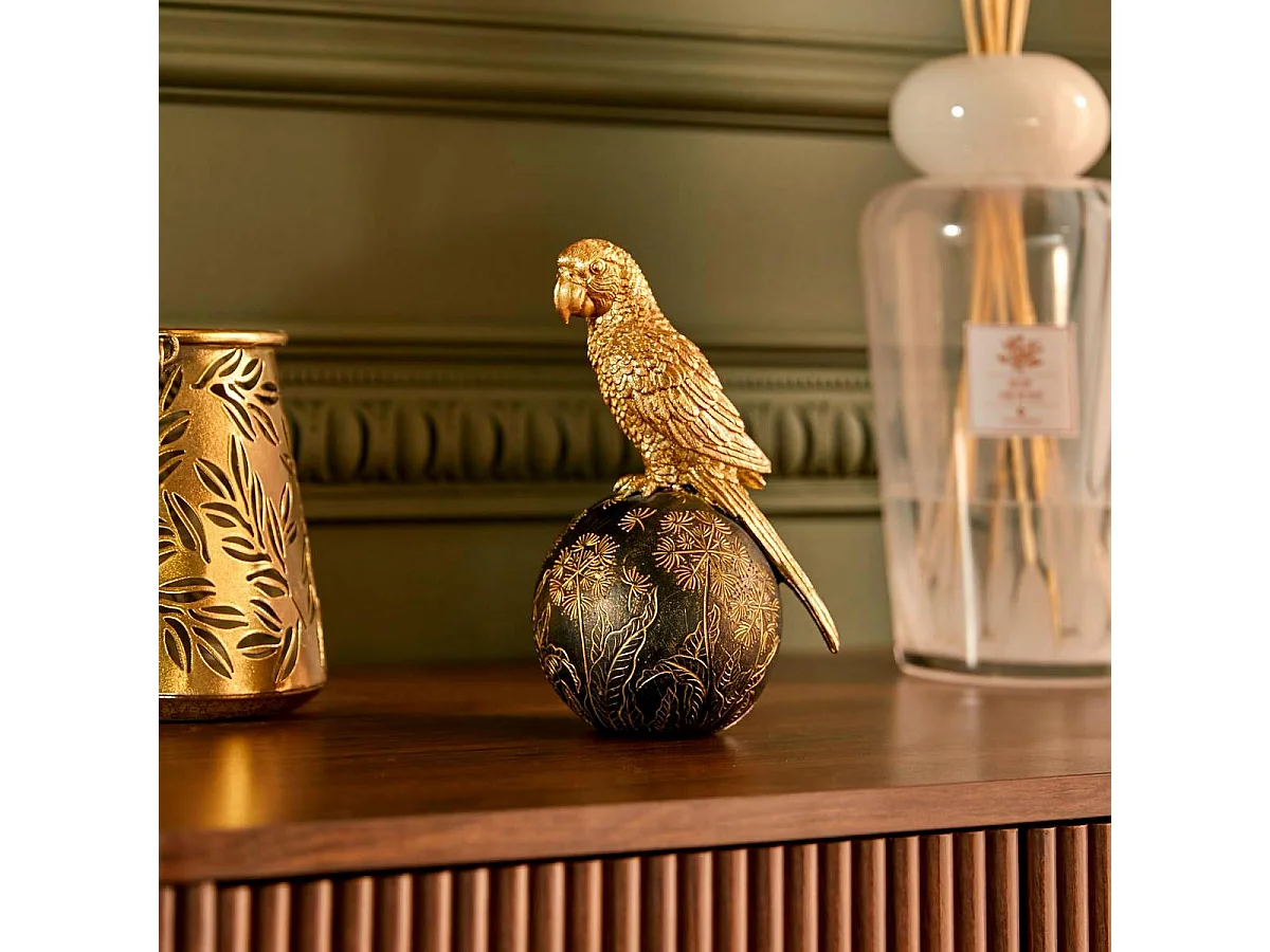Statuette Perroquet en Résine "Belli" 19cm Doré