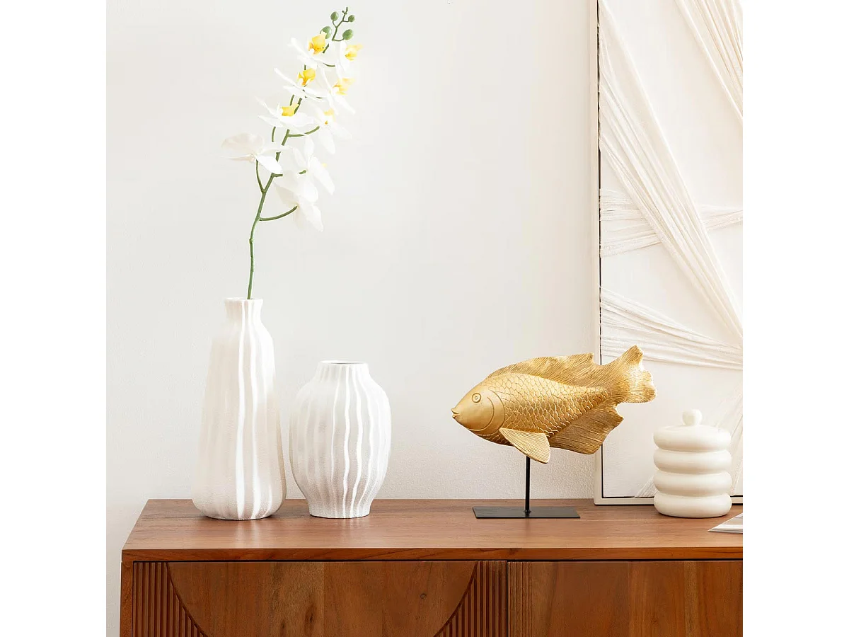 Statuette Poisson en Résine "Océane" 25cm Doré