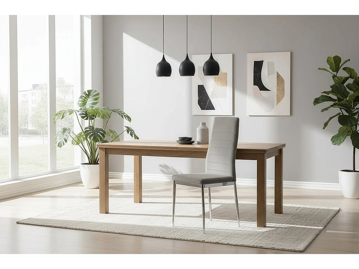 Lot 6 chaises velours gris pieds métal chrome 39x39x95 cm TOLIA