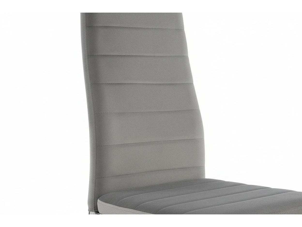 Lot 6 chaises velours gris pieds métal chrome 39x39x95 cm TOLIA