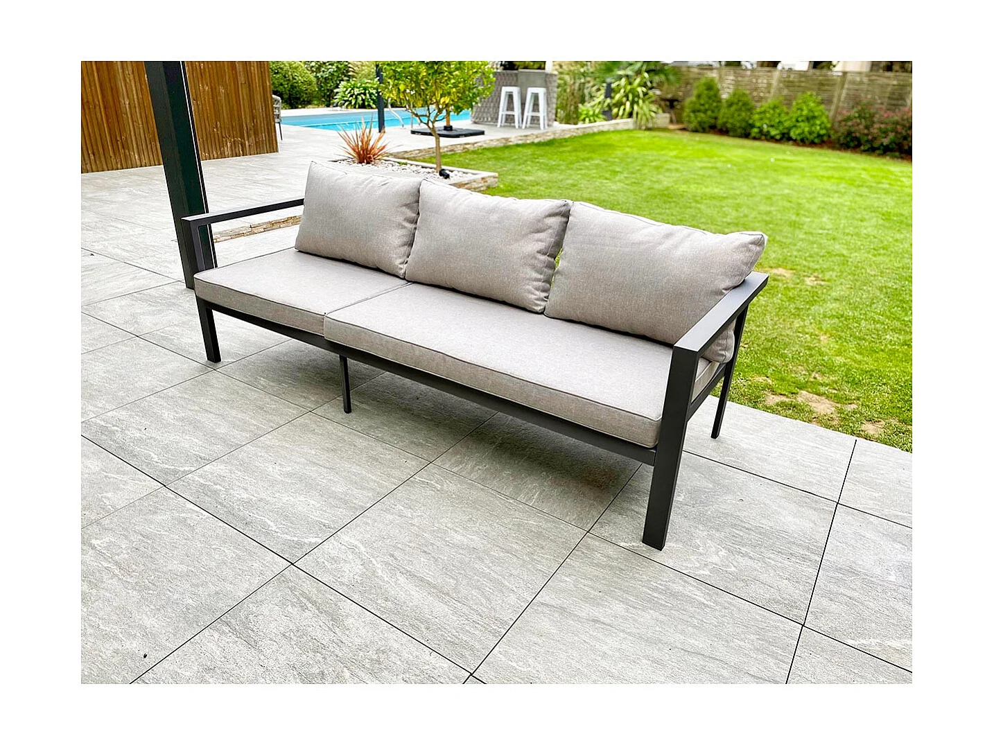 Conjunto de comedor de jardín 9 plazas de aluminio